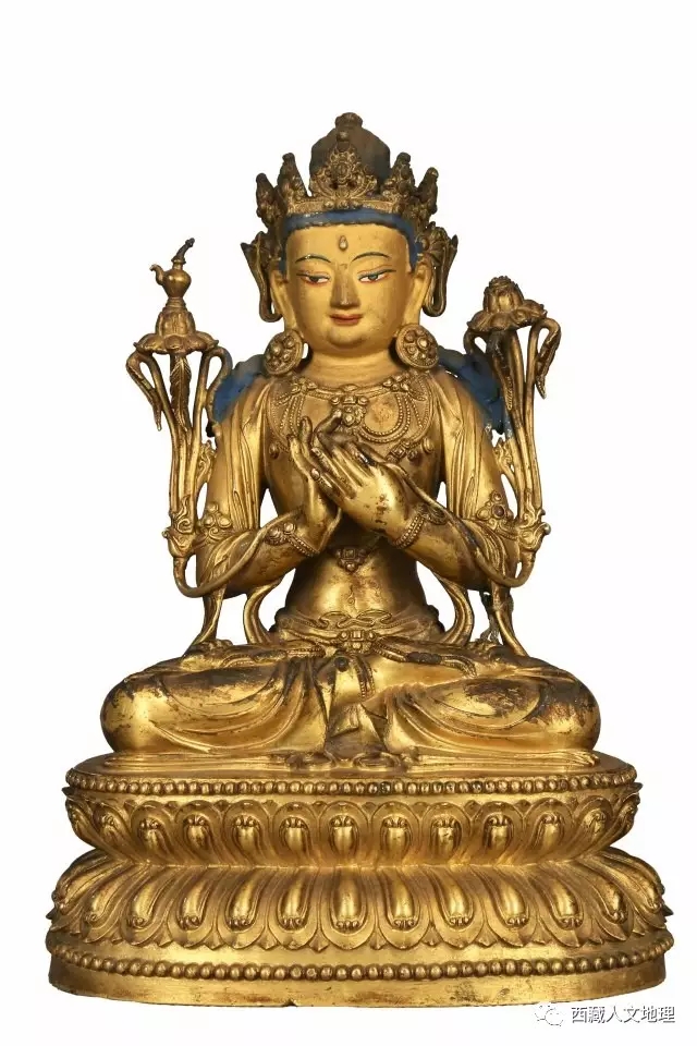 中国佛像明永乐款镀金铜弥勒菩萨坐像