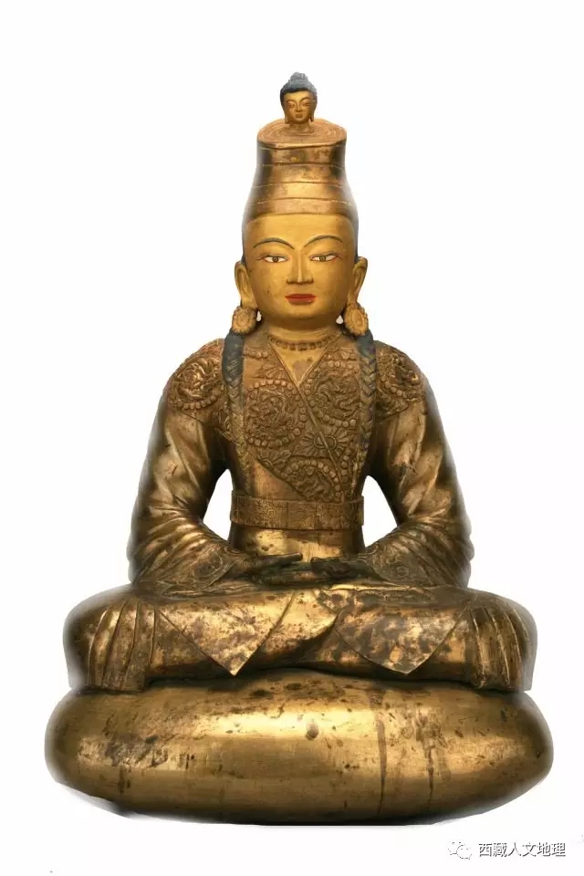 西藏佛像合金錾刻团龙纹松赞干布坐像
